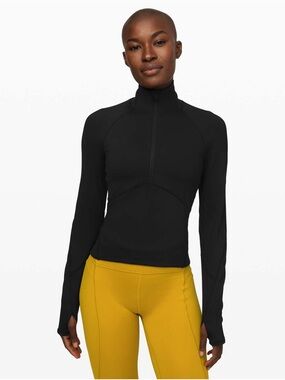 Lululemon Always Alert 1/2 Zip- Black-Size 6 LW3CZOS